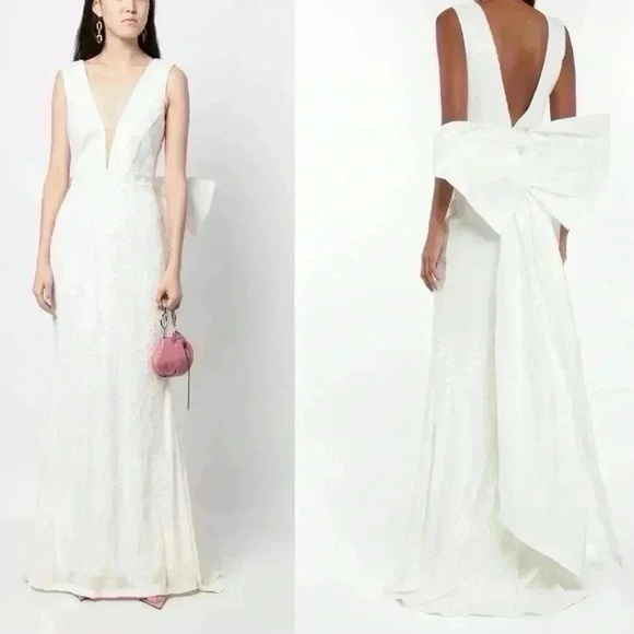 Rebecca Vallance Davina Bow Wedding Gown Ivory US 2 NWT – Modern Bridal Dress - Picture 7 of 16